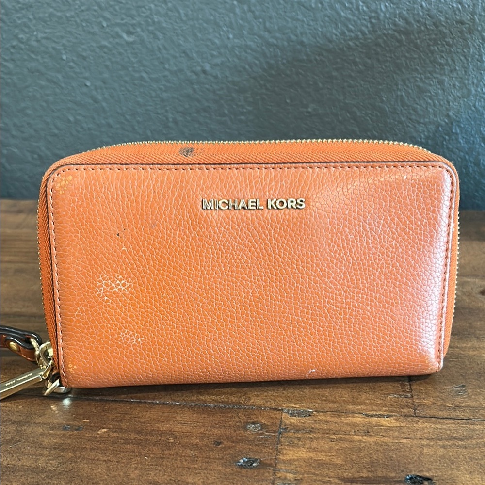 Michael Kors Orange Pebbled Leather Wallet